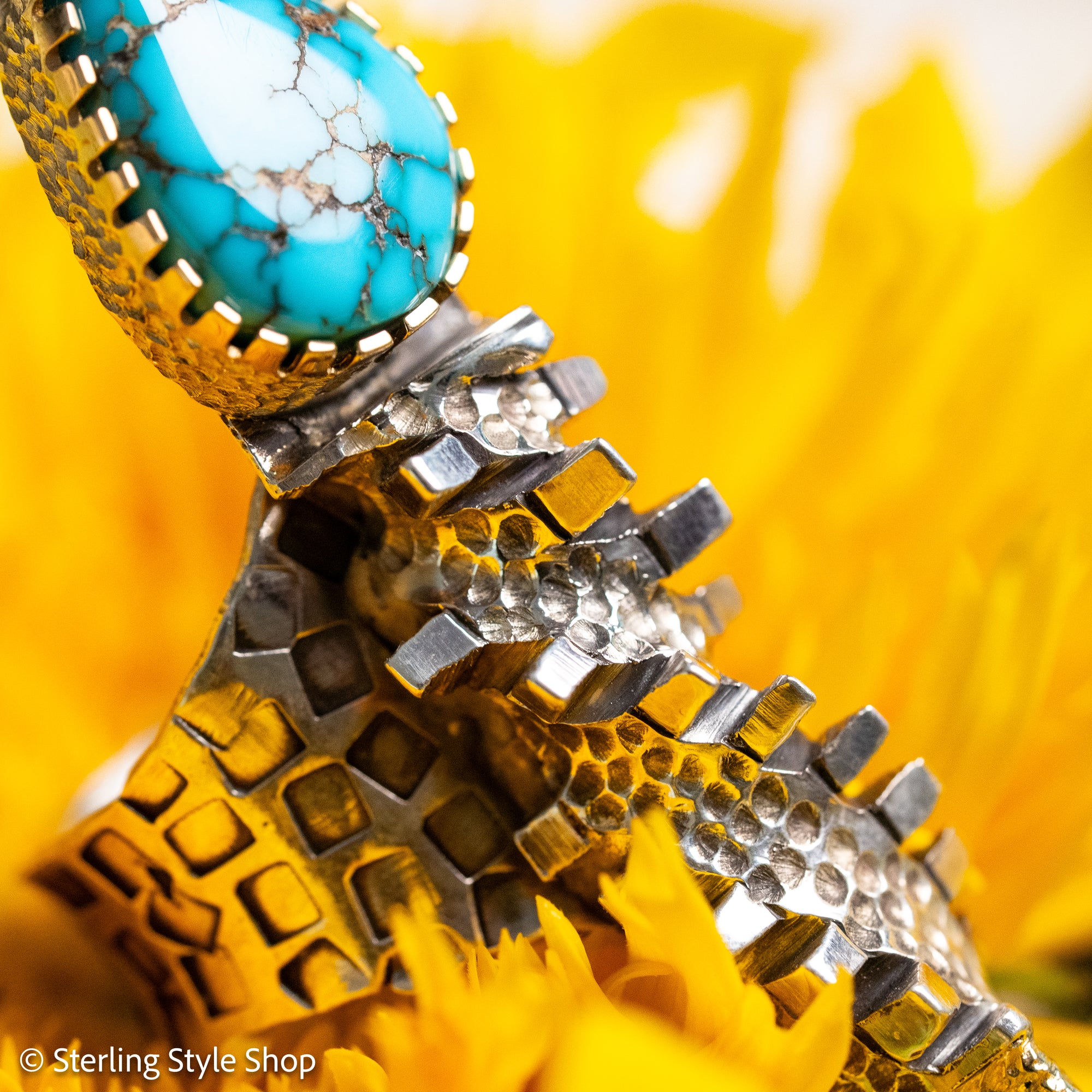 Alvin Yellowhorse Darling Darlene Turquoise &amp; Sugilite Sterling Silver and 18K Gold Statement Ring