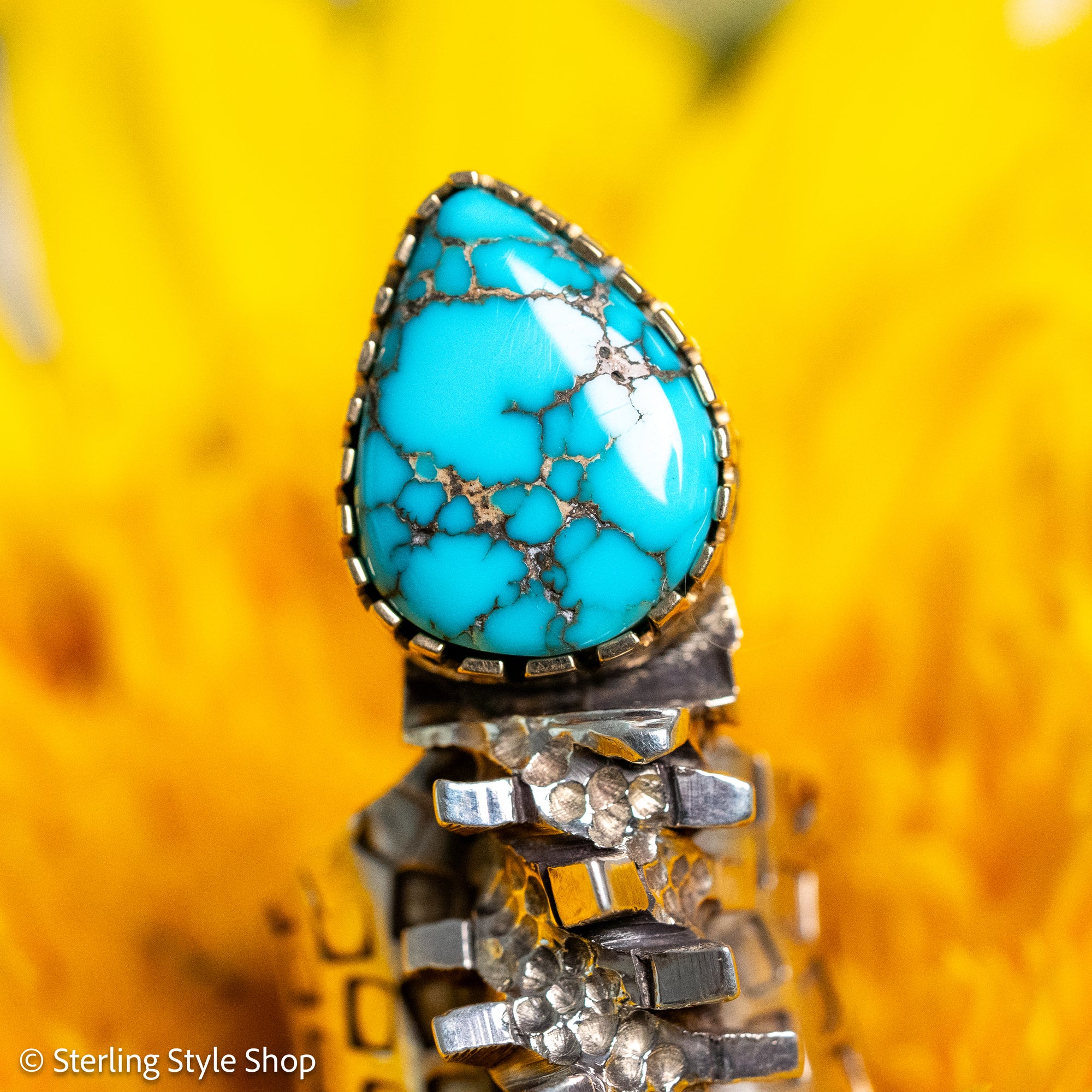 Alvin Yellowhorse Darling Darlene Turquoise &amp; Sugilite Sterling Silver and 18K Gold Statement Ring