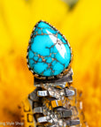 Alvin Yellowhorse Darling Darlene Turquoise & Sugilite Sterling Silver and 18K Gold Statement Ring