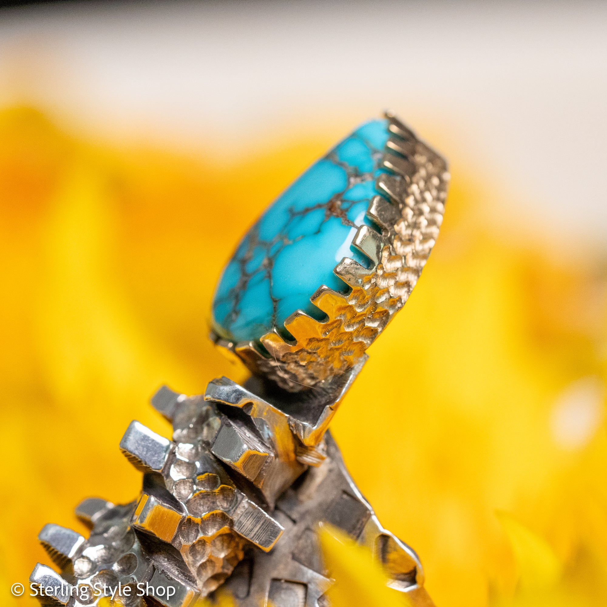 Alvin Yellowhorse Darling Darlene Turquoise &amp; Sugilite Sterling Silver and 18K Gold Statement Ring