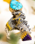Alvin Yellowhorse Darling Darlene Turquoise & Sugilite Sterling Silver and 18K Gold Statement Ring