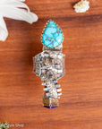 Alvin Yellowhorse Darling Darlene Turquoise & Sugilite Sterling Silver and 18K Gold Statement Ring