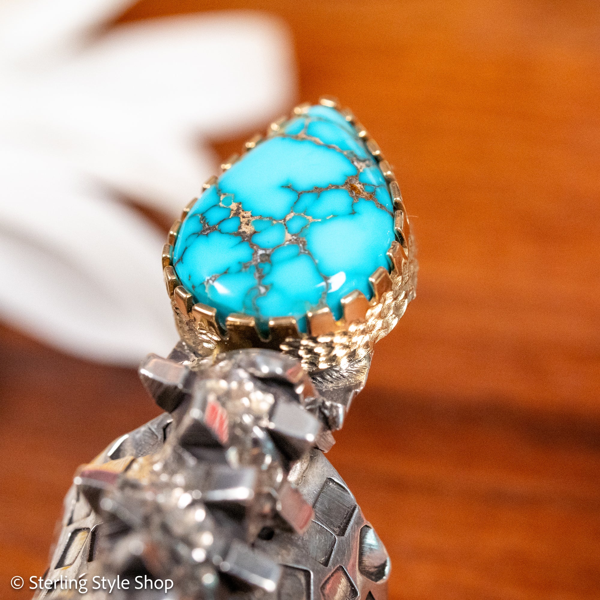 Alvin Yellowhorse Darling Darlene Turquoise &amp; Sugilite Sterling Silver and 18K Gold Statement Ring