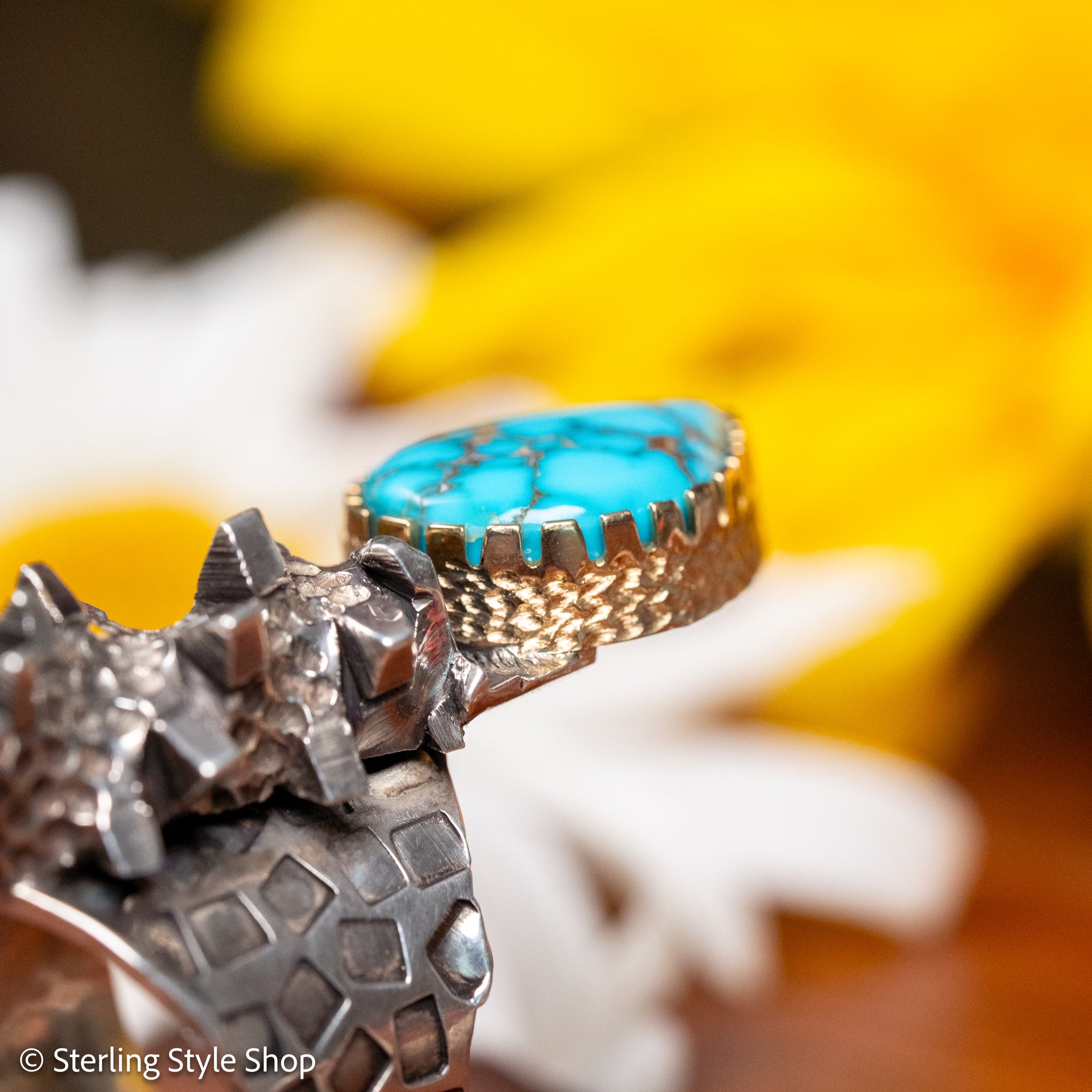 Alvin Yellowhorse Darling Darlene Turquoise &amp; Sugilite Sterling Silver and 18K Gold Statement Ring