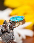 Alvin Yellowhorse Darling Darlene Turquoise & Sugilite Sterling Silver and 18K Gold Statement Ring