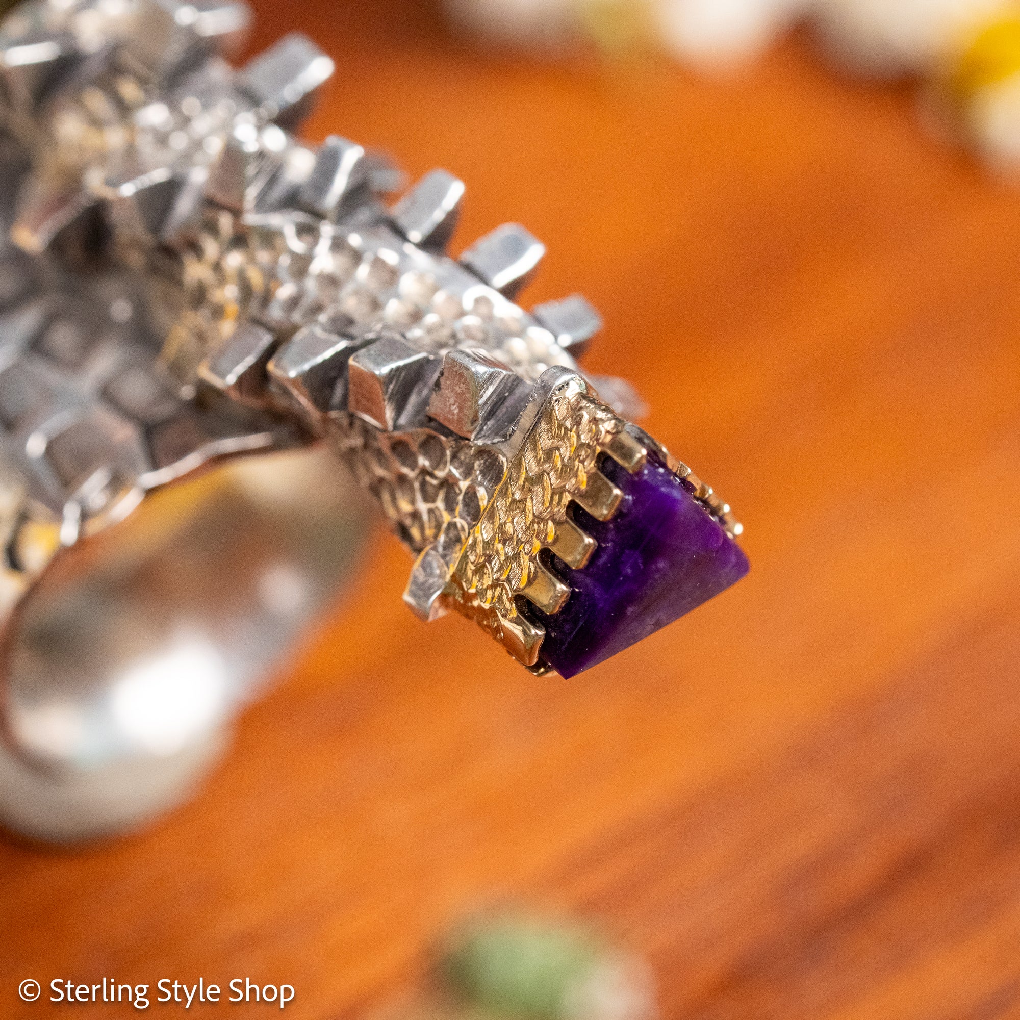Alvin Yellowhorse Darling Darlene Turquoise &amp; Sugilite Sterling Silver and 18K Gold Statement Ring