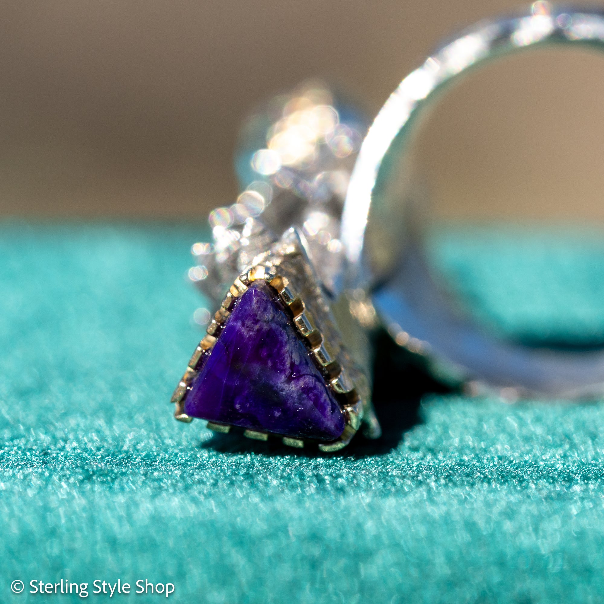 Alvin Yellowhorse Darling Darlene Turquoise &amp; Sugilite Sterling Silver and 18K Gold Statement Ring