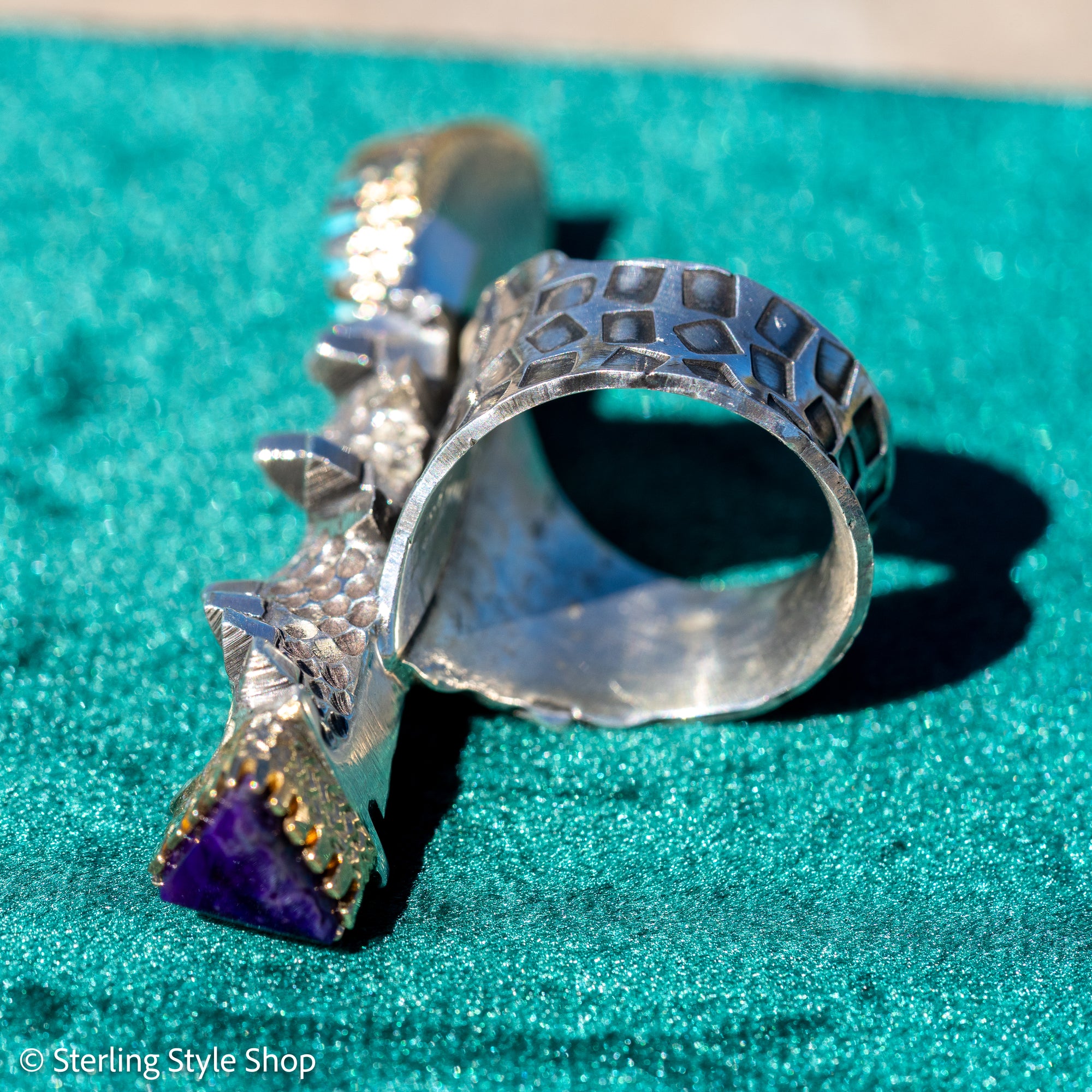 Alvin Yellowhorse Darling Darlene Turquoise &amp; Sugilite Sterling Silver and 18K Gold Statement Ring