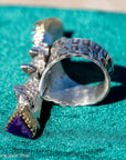 Alvin Yellowhorse Darling Darlene Turquoise & Sugilite Sterling Silver and 18K Gold Statement Ring