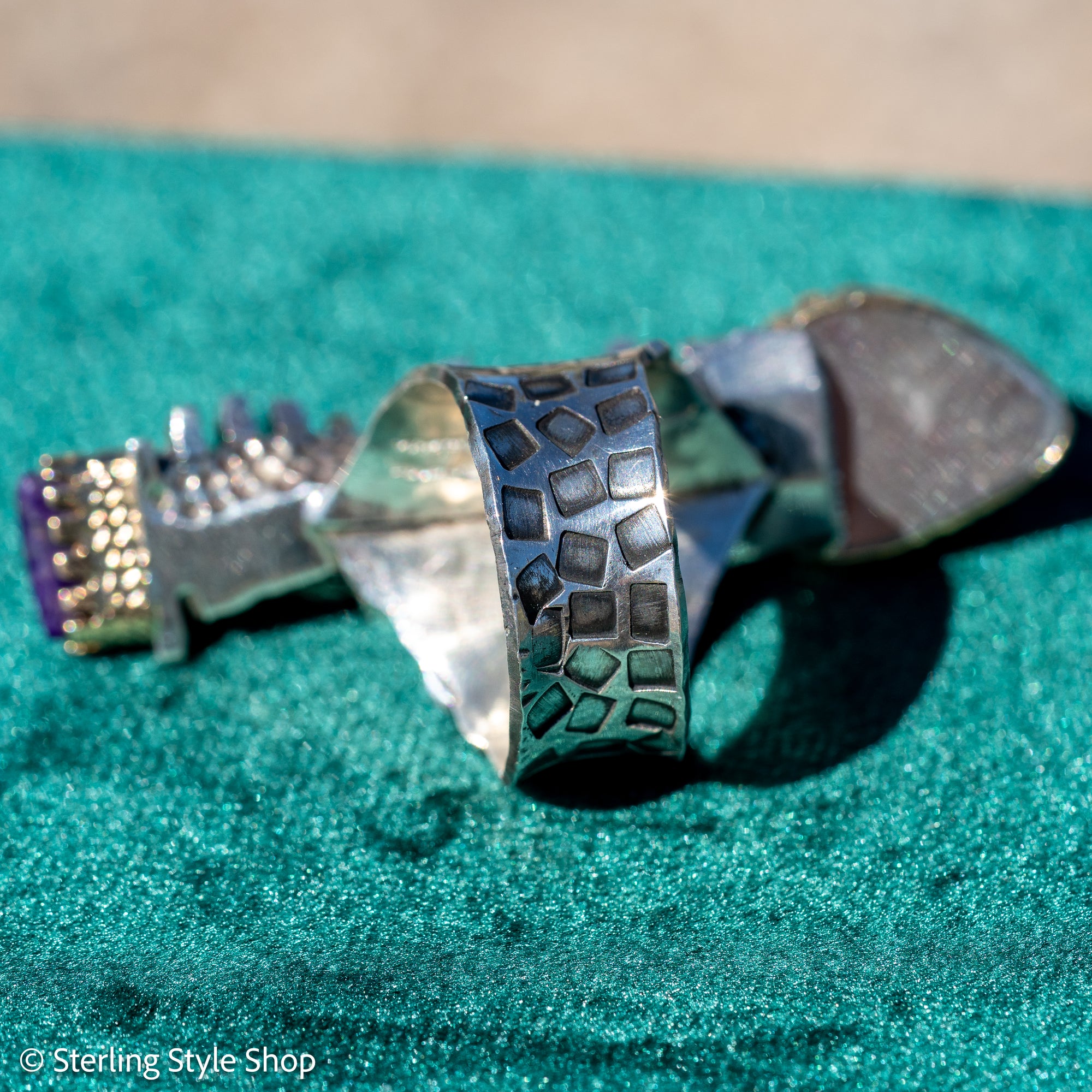 Alvin Yellowhorse Darling Darlene Turquoise &amp; Sugilite Sterling Silver and 18K Gold Statement Ring