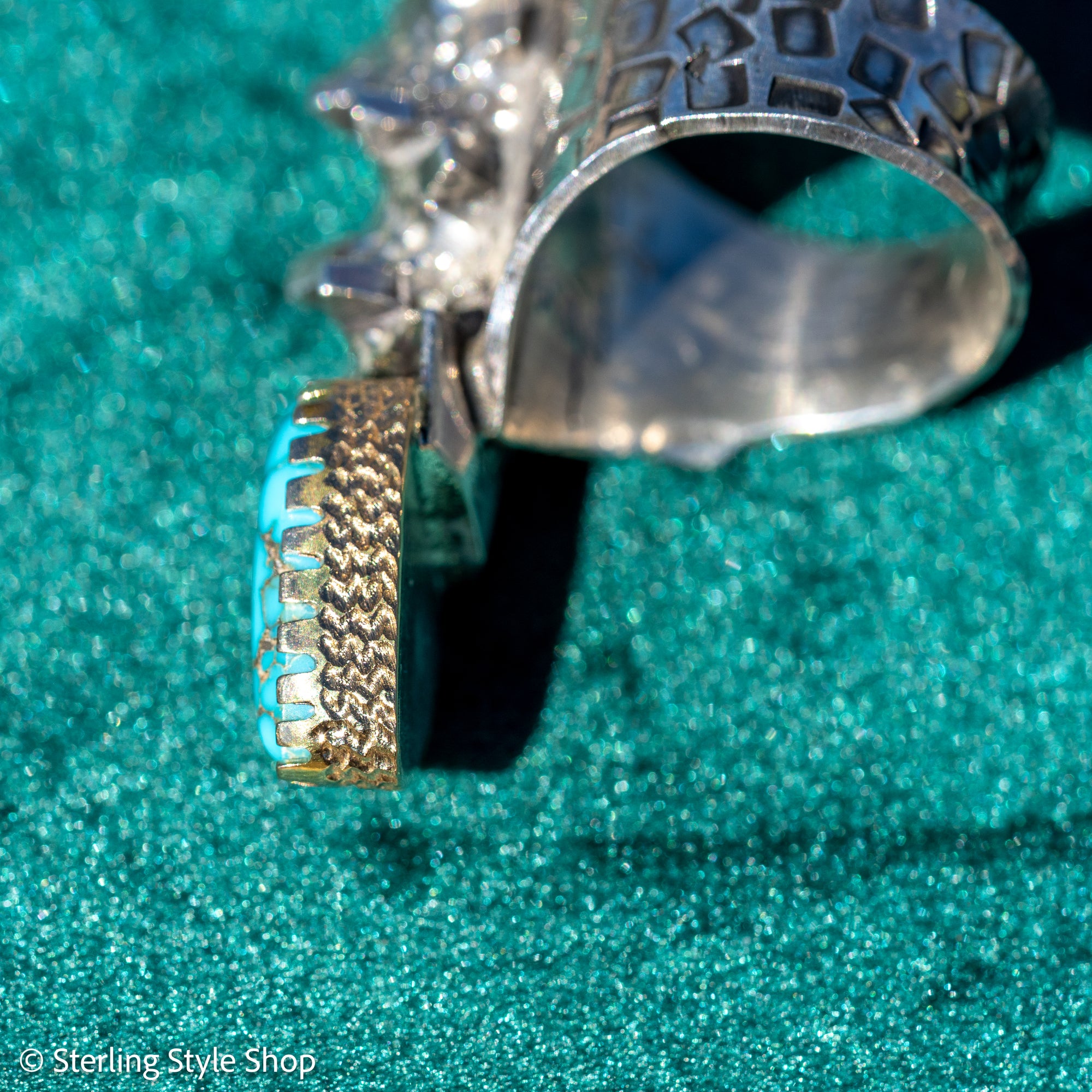 Alvin Yellowhorse Darling Darlene Turquoise &amp; Sugilite Sterling Silver and 18K Gold Statement Ring