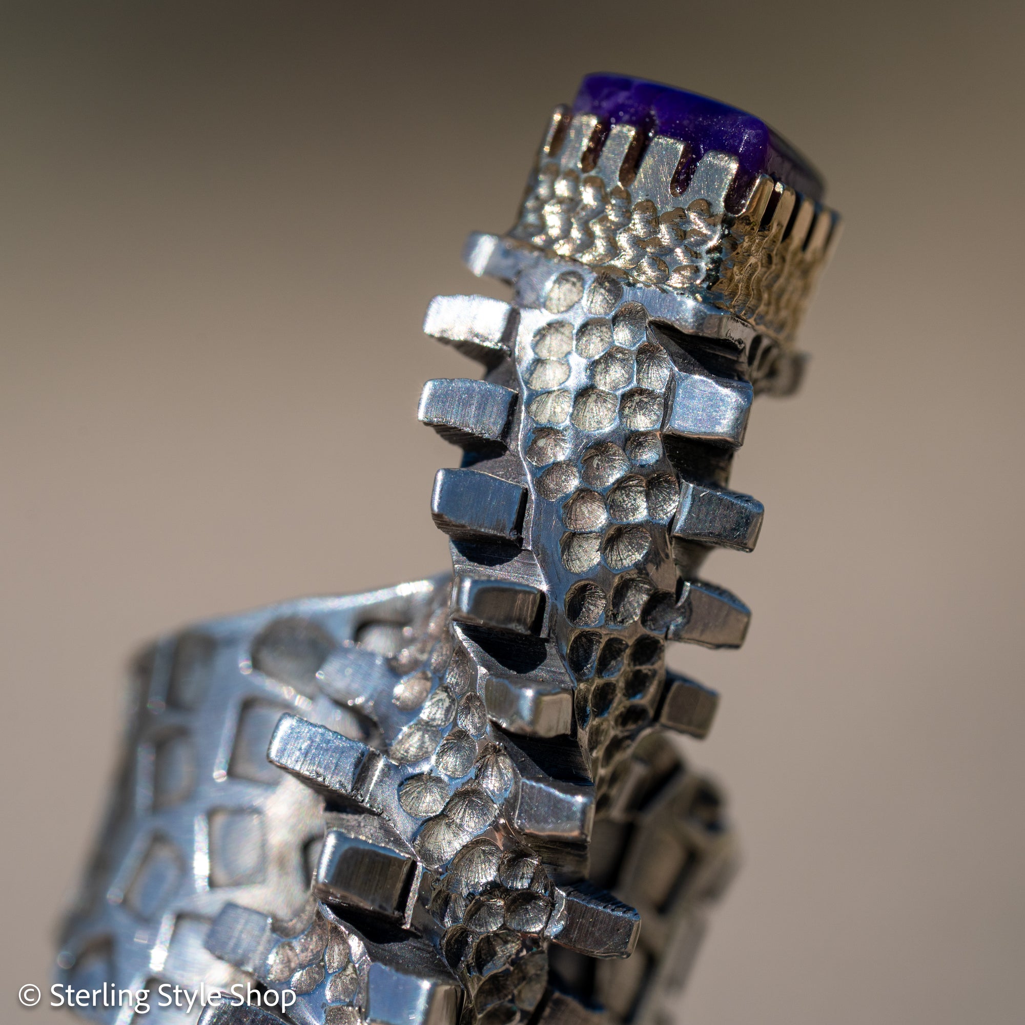 Alvin Yellowhorse Darling Darlene Turquoise &amp; Sugilite Sterling Silver and 18K Gold Statement Ring