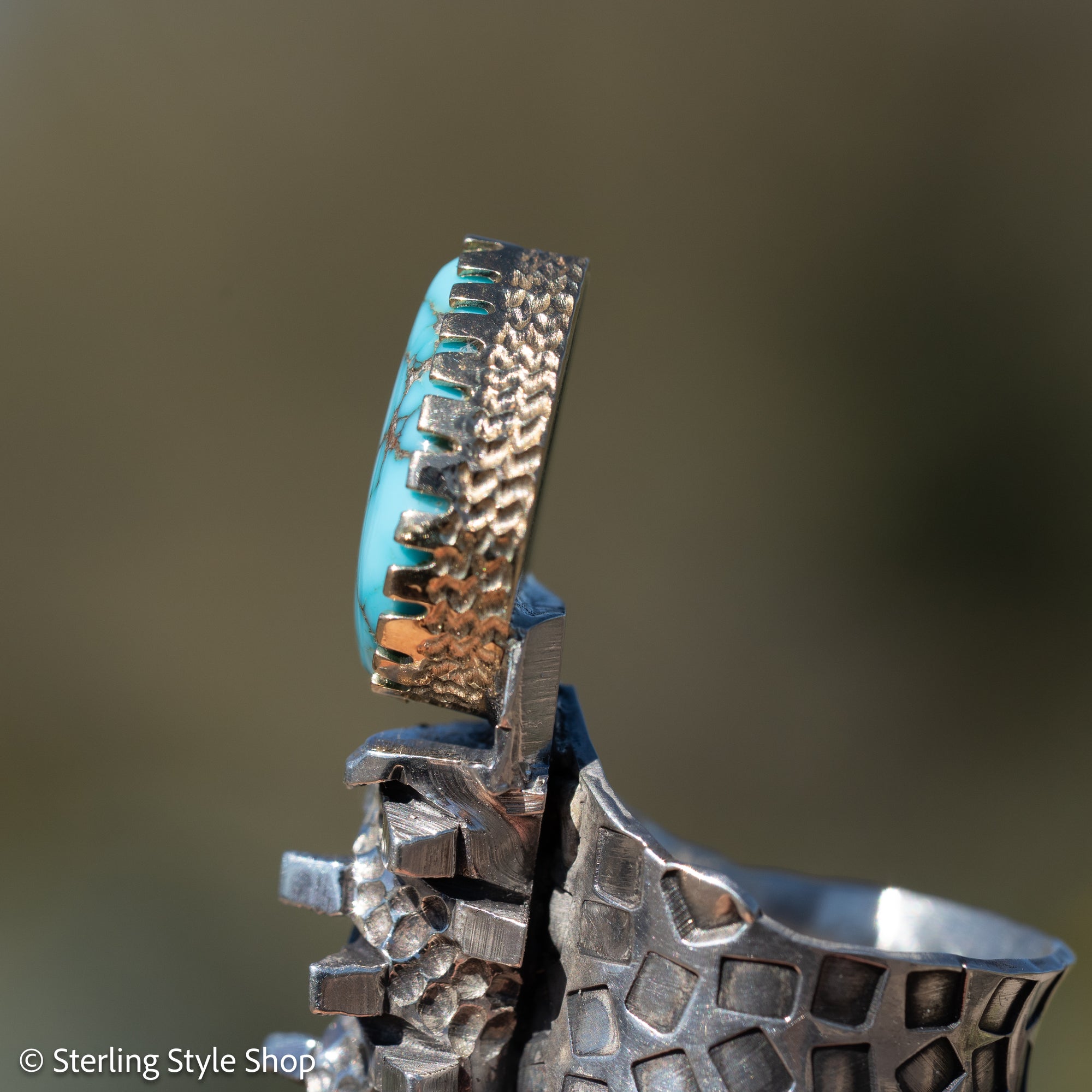 Alvin Yellowhorse Darling Darlene Turquoise &amp; Sugilite Sterling Silver and 18K Gold Statement Ring