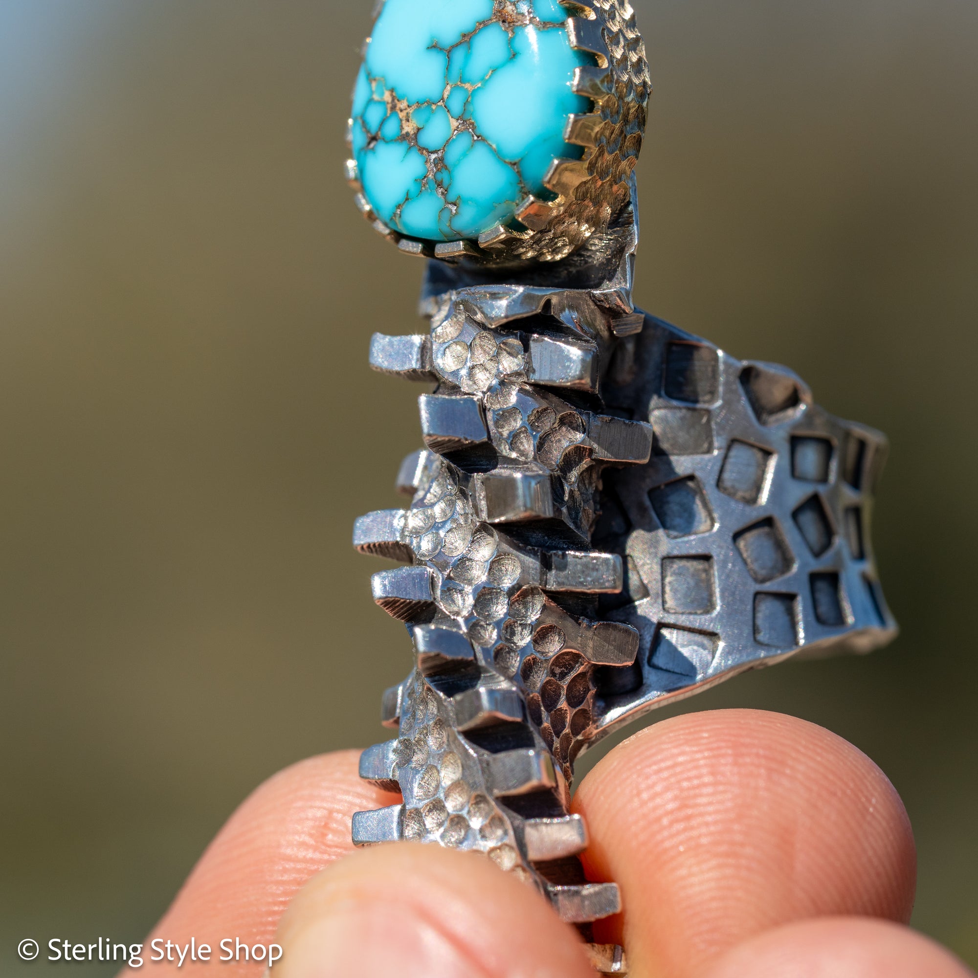 Alvin Yellowhorse Darling Darlene Turquoise &amp; Sugilite Sterling Silver and 18K Gold Statement Ring