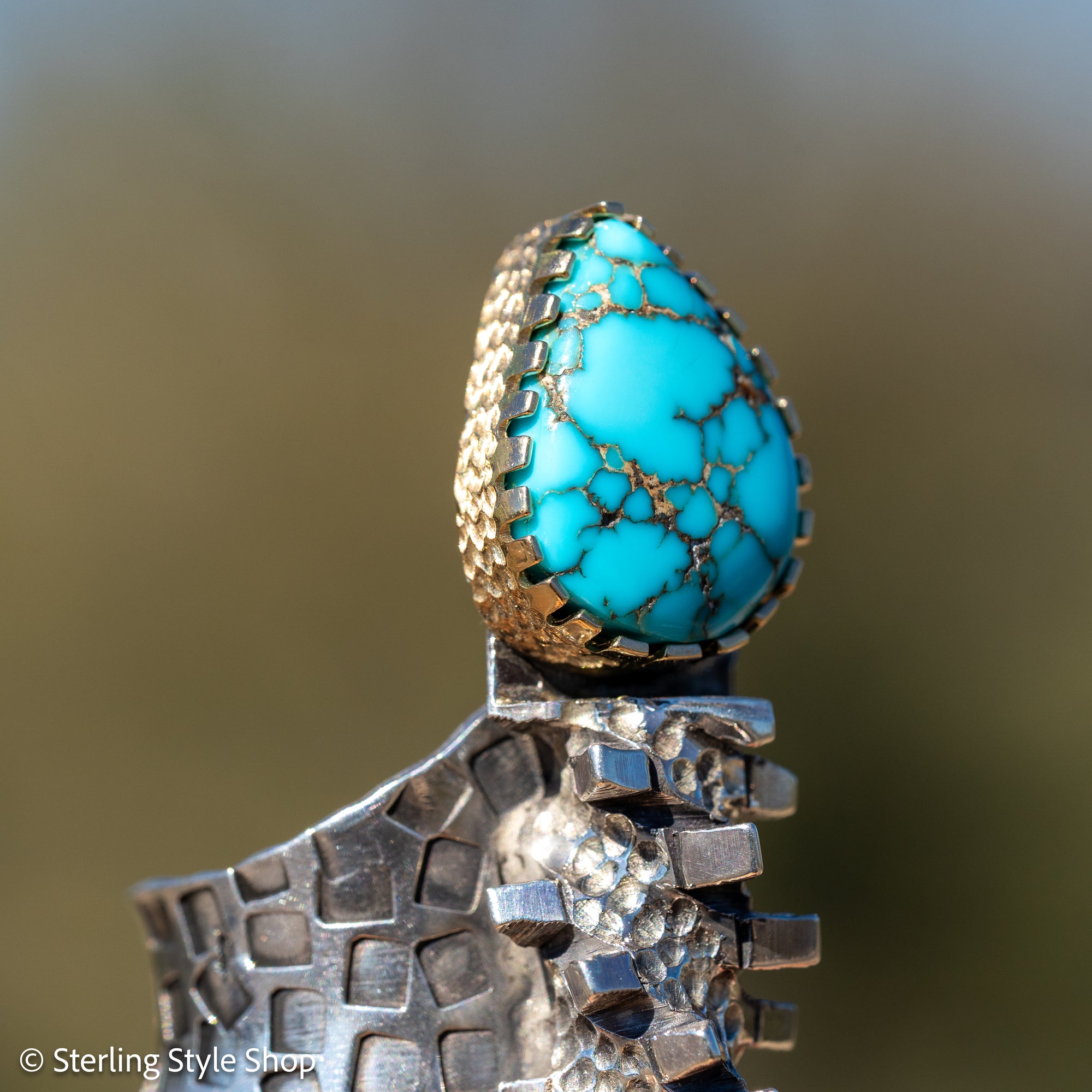 Alvin Yellowhorse Darling Darlene Turquoise &amp; Sugilite Sterling Silver and 18K Gold Statement Ring