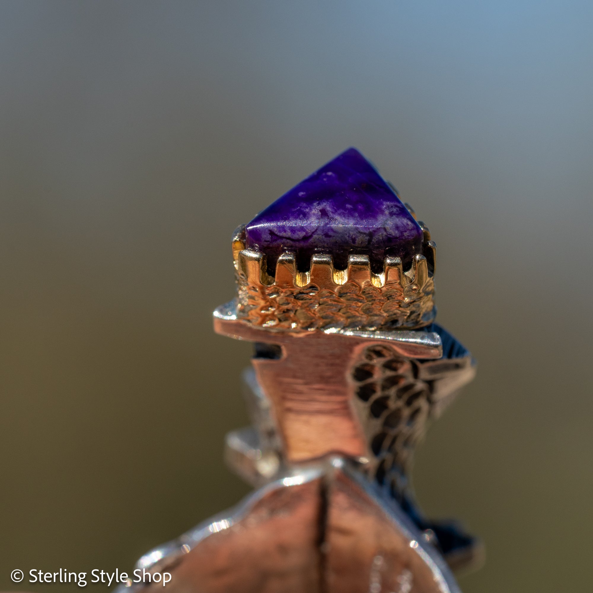 Alvin Yellowhorse Darling Darlene Turquoise &amp; Sugilite Sterling Silver and 18K Gold Statement Ring