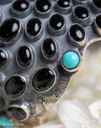 Federico Jimenez Sterling Silver Onyx & Turquoise Statement Cuff