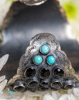 Federico Jimenez Sterling Silver Onyx & Turquoise Statement Cuff