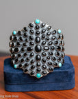 Federico Jimenez Sterling Silver Onyx & Turquoise Statement Cuff