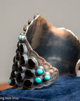 Federico Jimenez Sterling Silver Onyx & Turquoise Statement Cuff