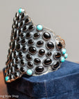 Federico Jimenez Sterling Silver Onyx & Turquoise Statement Cuff