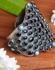 Federico Jimenez Sterling Silver Onyx & Turquoise Statement Cuff