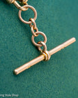 Antique 18k gold trombone link chain, Edwardian Chester 1914 hallmarked, Albert Watch Chain, 51.3g
