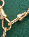 Antique 18k gold trombone link chain, Edwardian Chester 1914 hallmarked, Albert Watch Chain, 51.3g