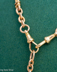 Antique 18k gold trombone link chain, Edwardian Chester 1914 hallmarked, Albert Watch Chain, 51.3g