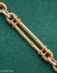 Antique 18k gold trombone link chain, Edwardian Chester 1914 hallmarked, Albert Watch Chain, 51.3g