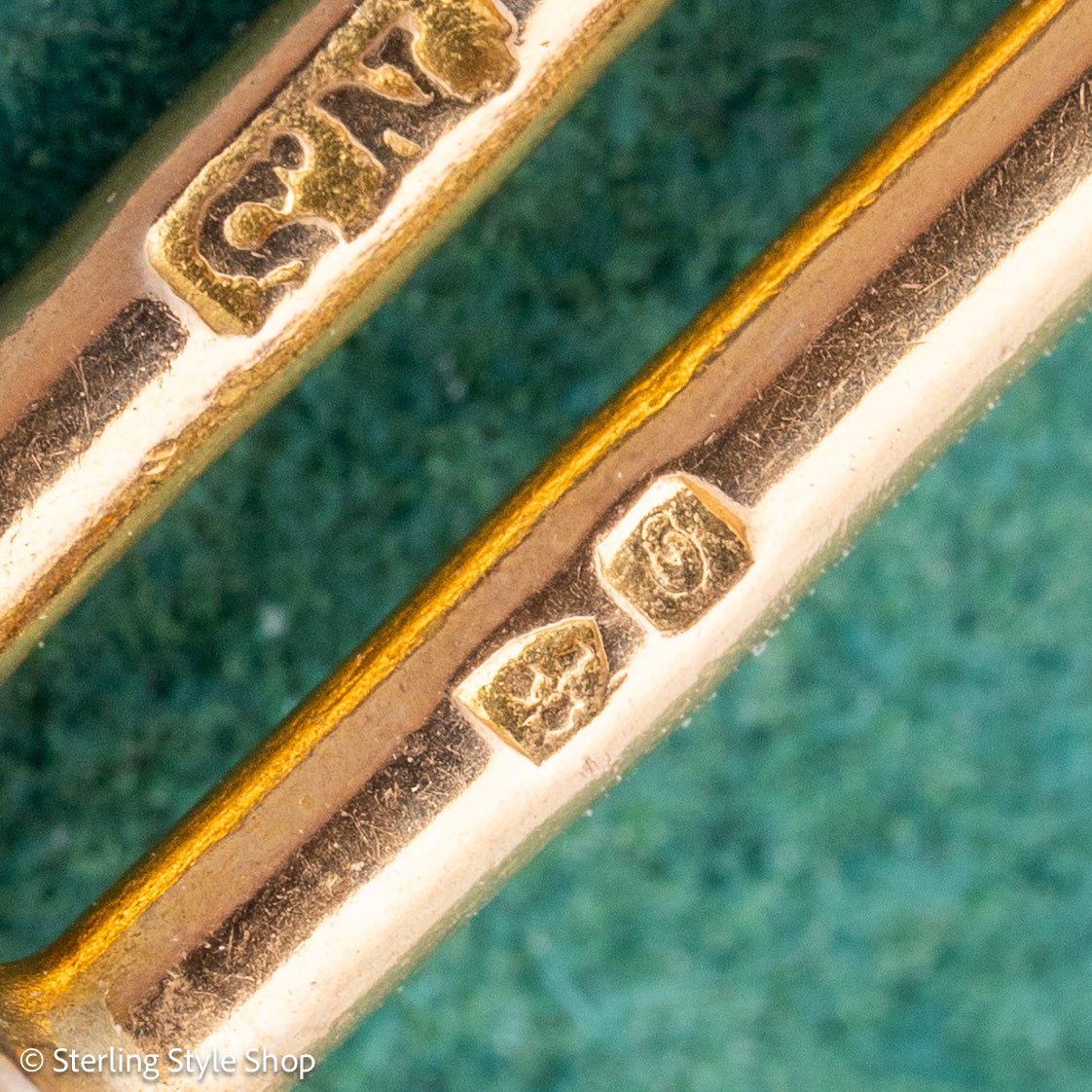 Antique 18k gold trombone link chain, Edwardian Chester 1914 hallmarked, Albert Watch Chain, 51.3g