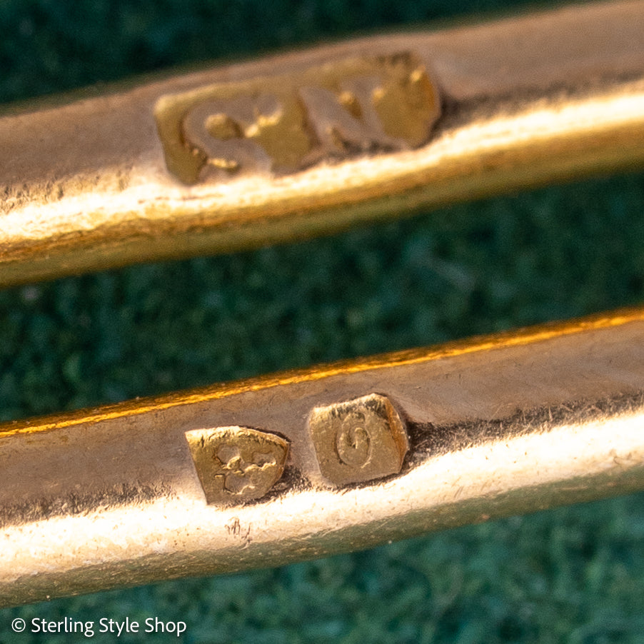 Antique 18k gold trombone link chain, Edwardian Chester 1914 hallmarked, Albert Watch Chain, 51.3g