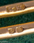 Antique 18k gold trombone link chain, Edwardian Chester 1914 hallmarked, Albert Watch Chain, 51.3g