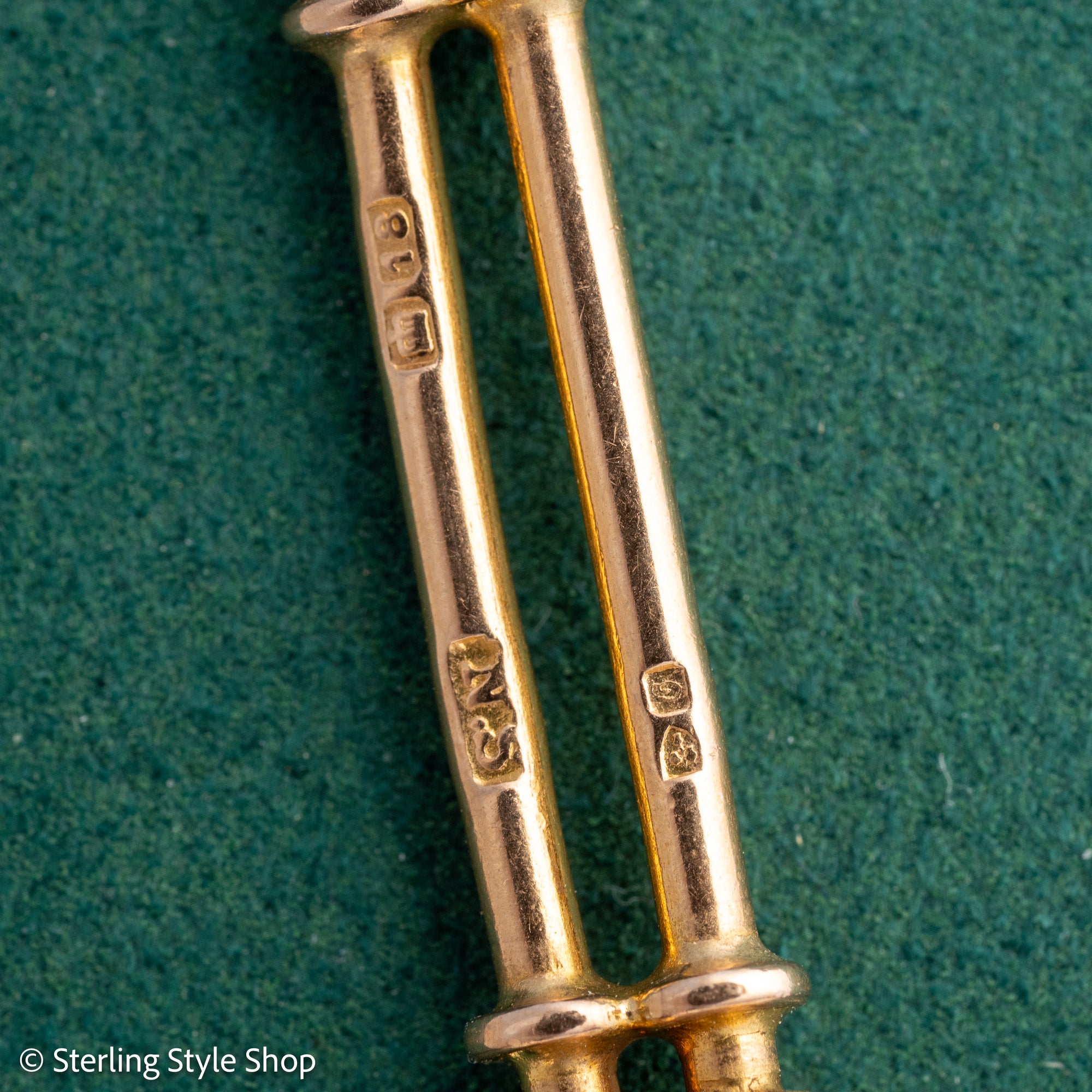 Antique 18k gold trombone link chain, Edwardian Chester 1914 hallmarked, Albert Watch Chain, 51.3g