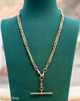 Antique 18k gold trombone link chain, Edwardian Chester 1914 hallmarked, Albert Watch Chain, 51.3g