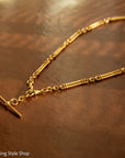 Antique 18k gold trombone link chain, Edwardian Chester 1914 hallmarked, Albert Watch Chain, 51.3g