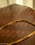 Antique 18k gold trombone link chain, Edwardian Chester 1914 hallmarked, Albert Watch Chain, 51.3g
