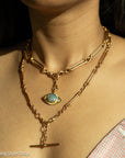 Antique 18k gold trombone link chain, Edwardian Chester 1914 hallmarked, Albert Watch Chain, 51.3g