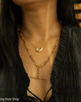 Antique 18k gold trombone link chain, Edwardian Chester 1914 hallmarked, Albert Watch Chain, 51.3g
