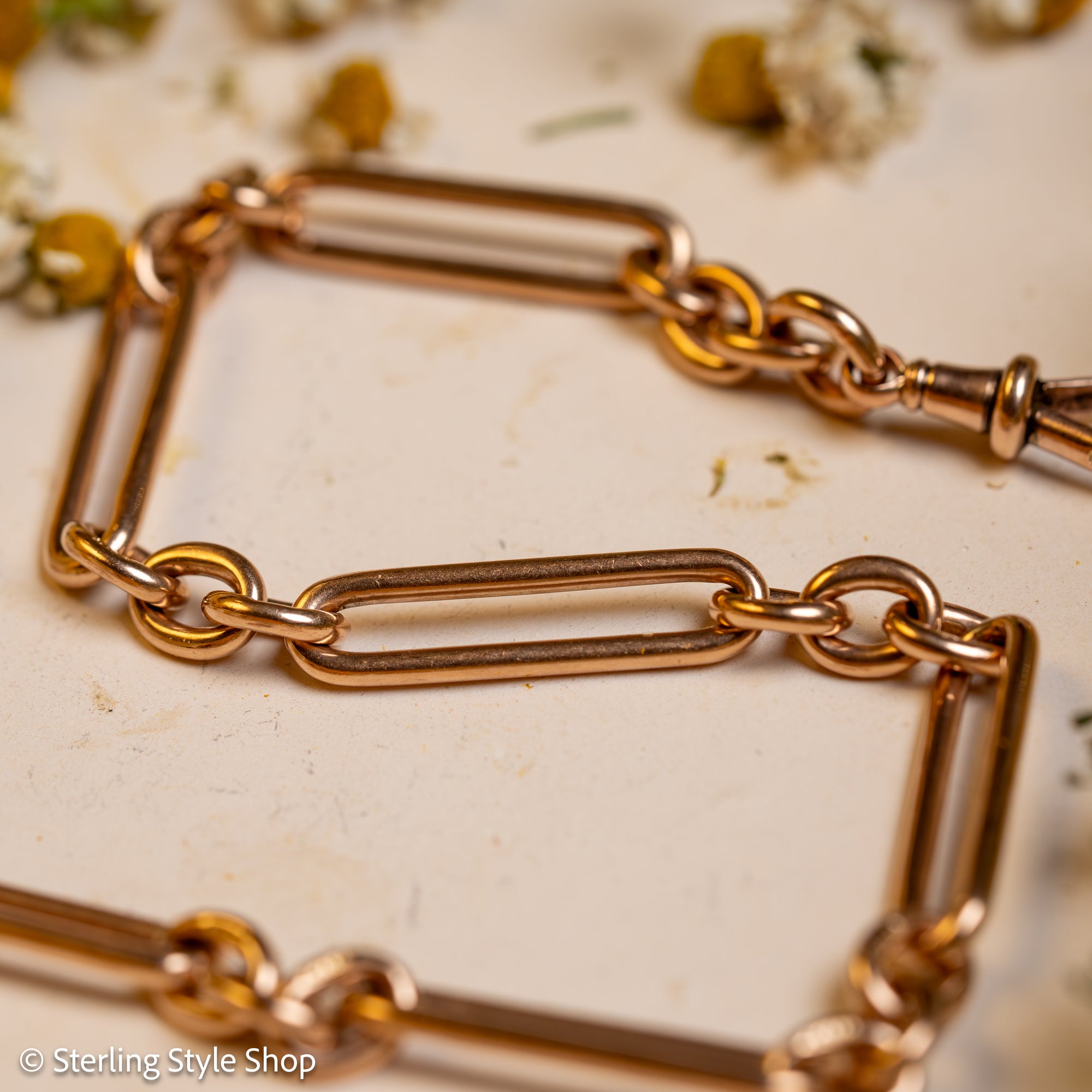 Victorian 9K Gold Albert Chain, Chester Hallmarked, Fetter Link, 41.36g