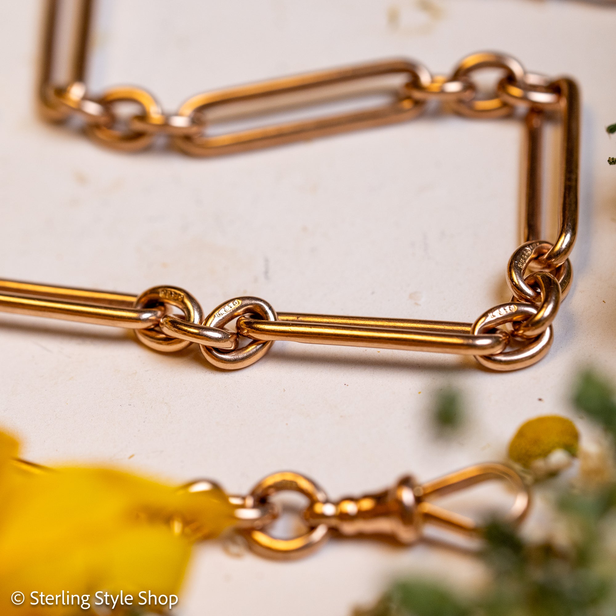 Victorian 9K Gold Albert Chain, Chester Hallmarked, Fetter Link, 41.36g