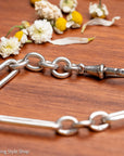 Victorian Sterling Silver Albert Chain, Birmingham 1891, Fetter Link, 43.2g