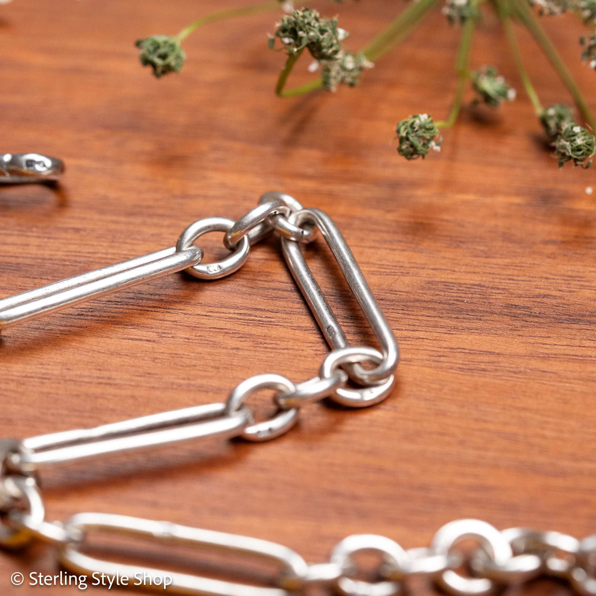 Victorian Sterling Silver Albert Chain, Birmingham 1891, Fetter Link, 43.2g