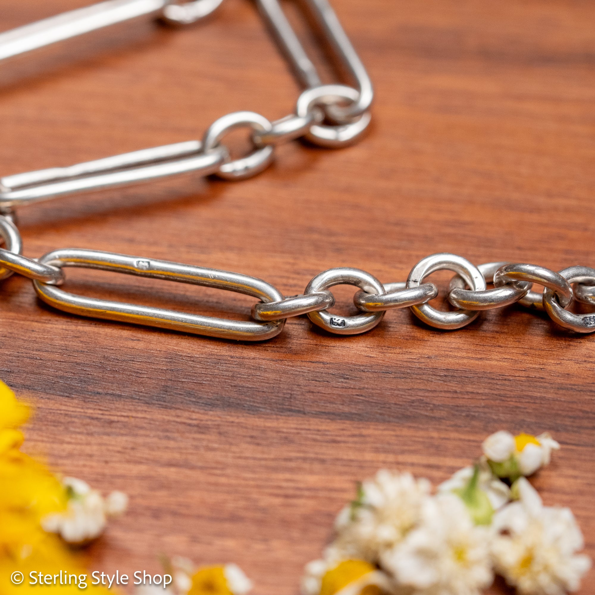 Victorian Sterling Silver Albert Chain, Birmingham 1891, Fetter Link, 43.2g