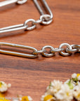 Victorian Sterling Silver Albert Chain, Birmingham 1891, Fetter Link, 43.2g