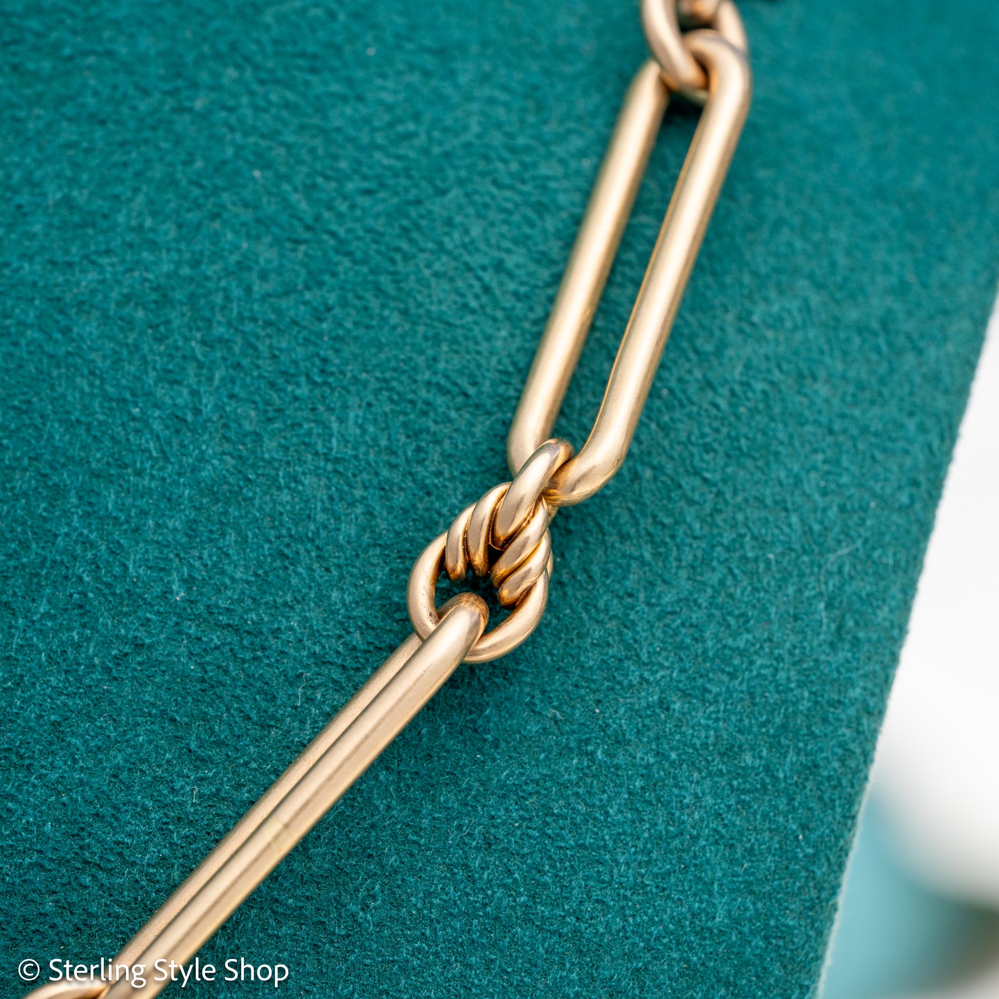 Antique 18k gold lovers knot necklace victorian birmingham 1884 trombone paperclip chain 58.11g