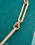 Antique 18k gold lovers knot necklace victorian birmingham 1884 trombone paperclip chain 58.11g
