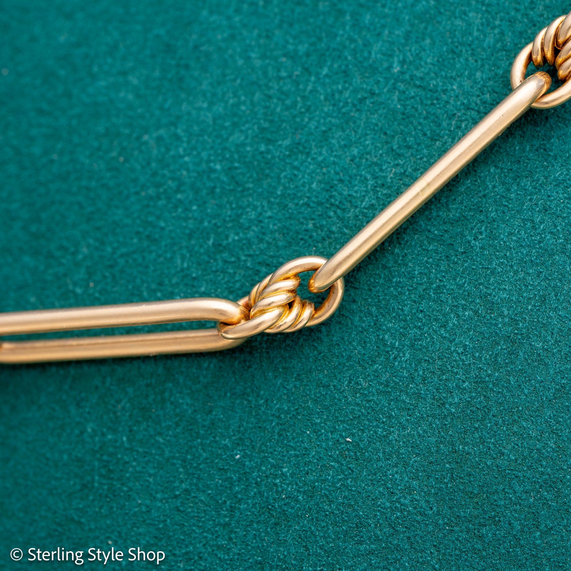 Antique 18k gold lovers knot necklace victorian birmingham 1884 trombone paperclip chain 58.11g