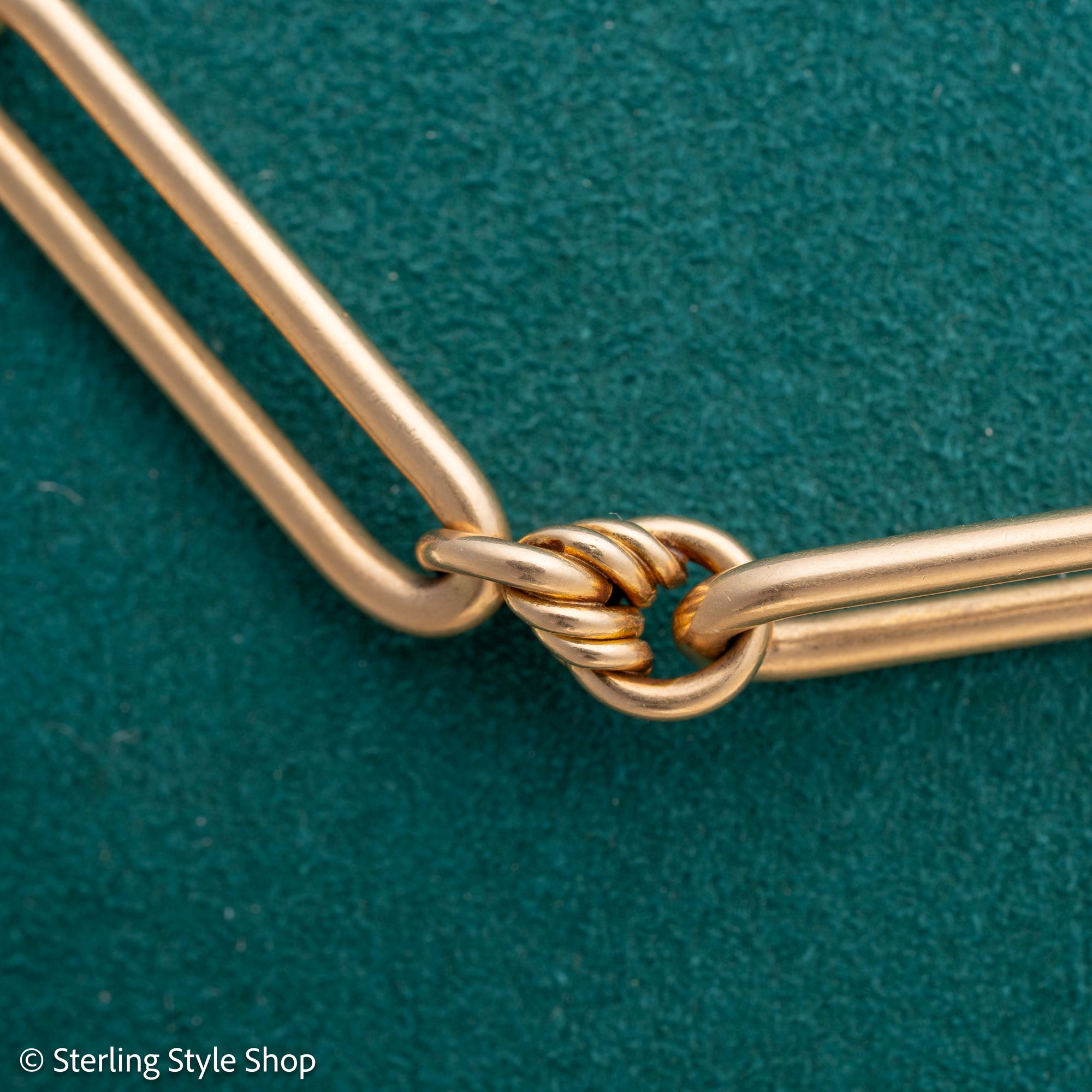 Antique 18k gold lovers knot necklace victorian birmingham 1884 trombone paperclip chain 58.11g
