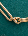Antique 18k gold lovers knot necklace victorian birmingham 1884 trombone paperclip chain 58.11g